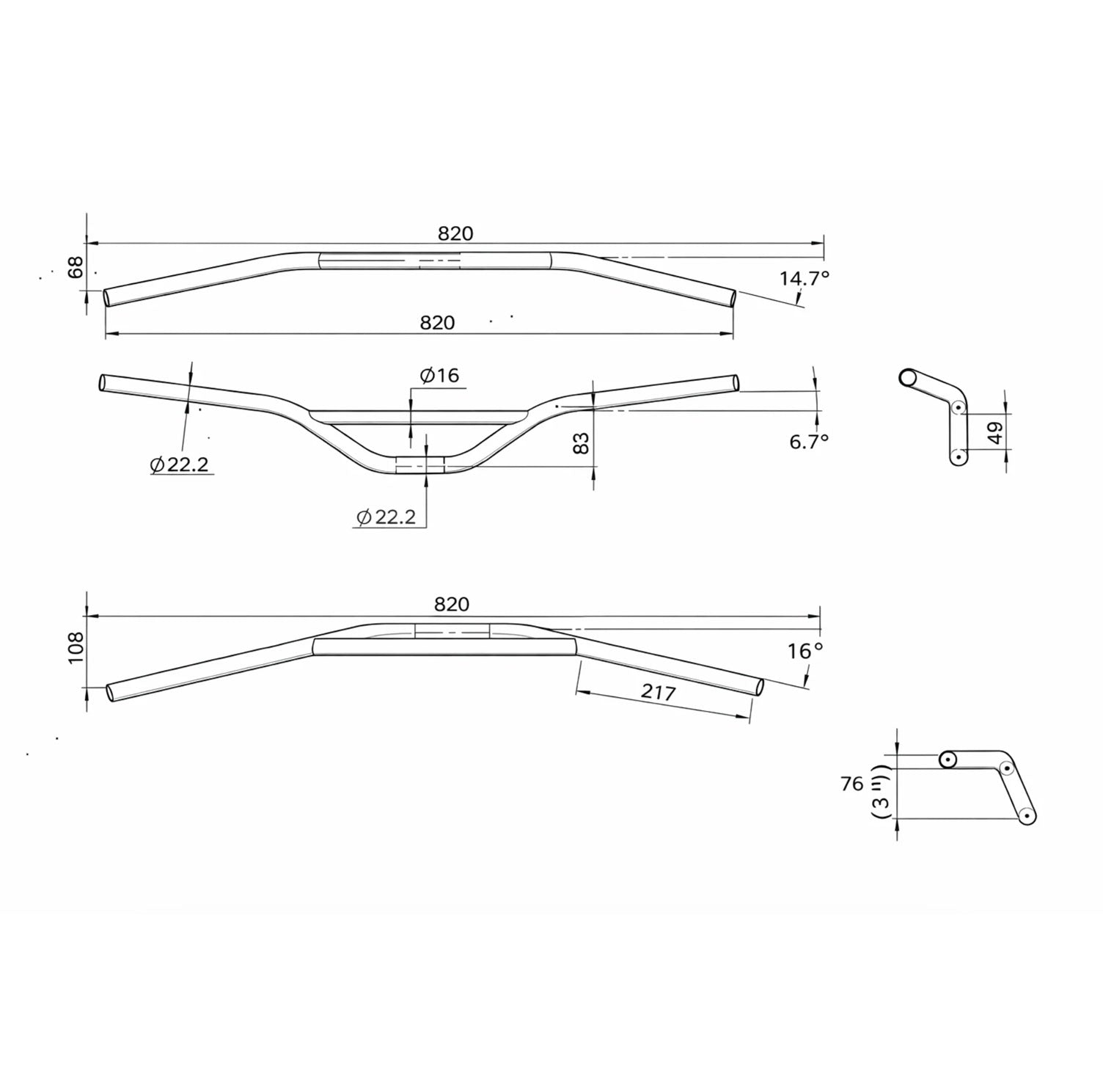 Titanium BMX Style Handlebar